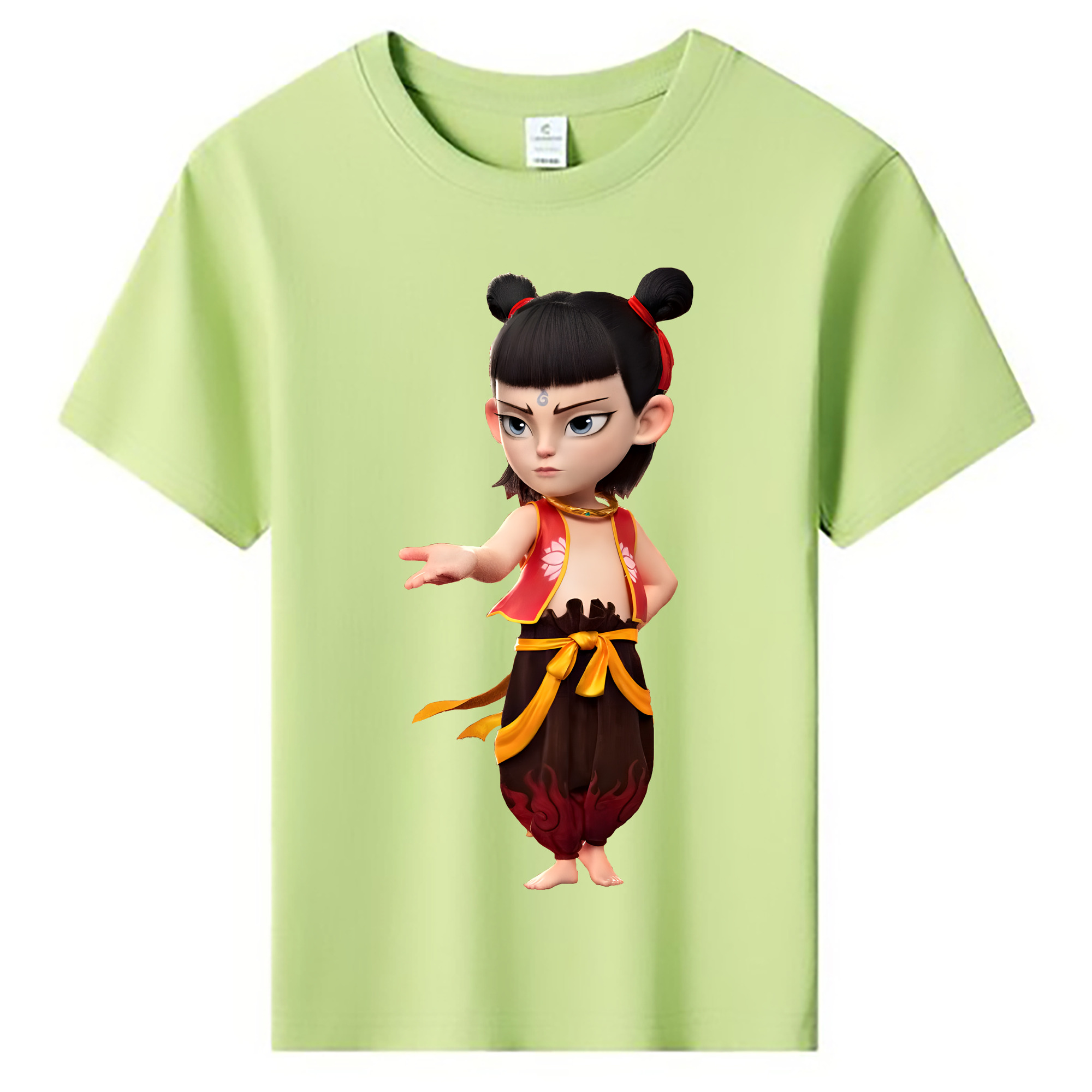 （画像用） Ne Zha 2 ナタ 魔童の大暴れ 綿100％キッズTシャツ（フロントプリント）